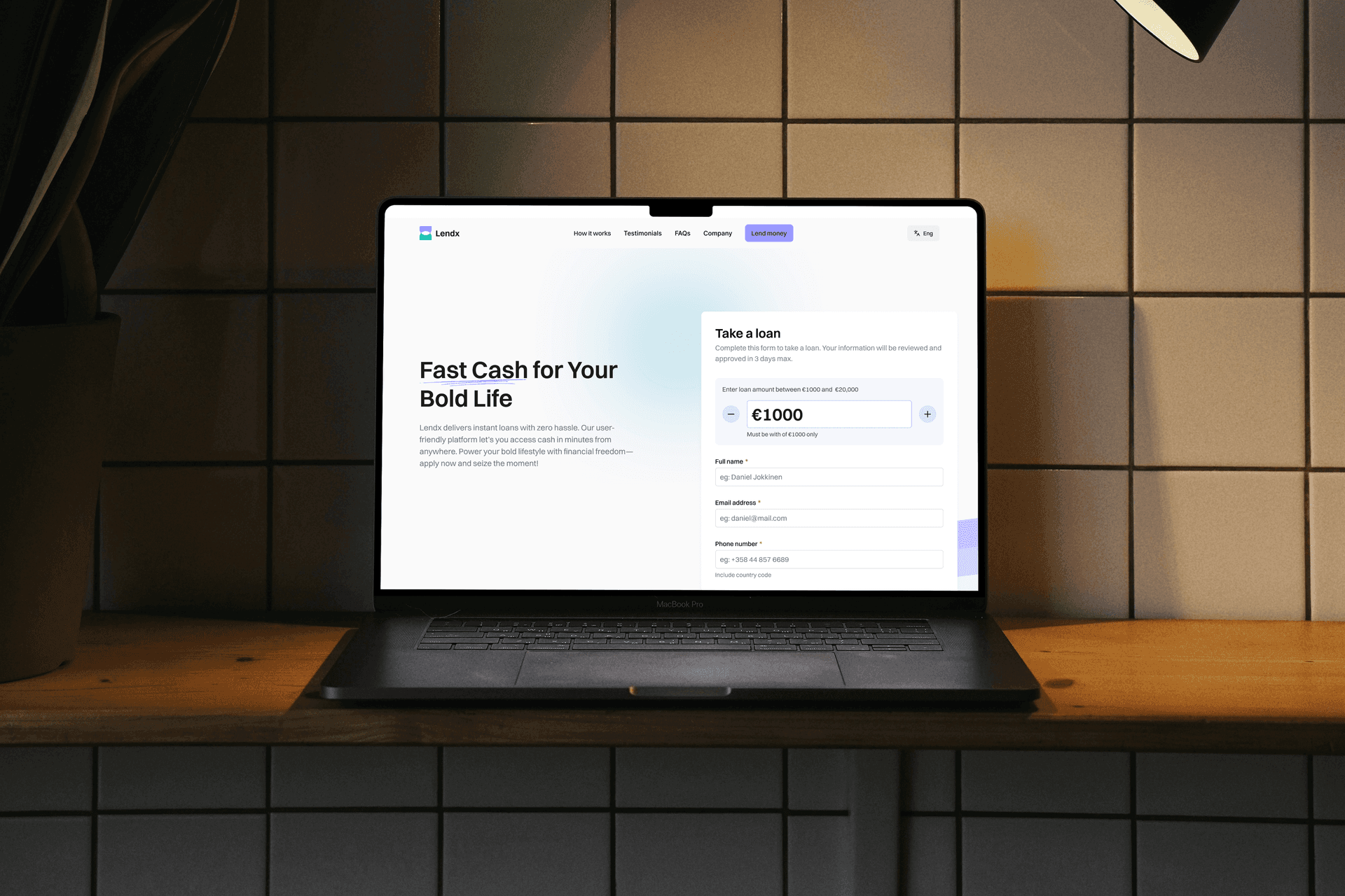 Lendx Fintech Landing Experience